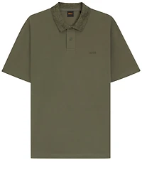 Boss by Hugo Men's Patterned Collar Cotton-Pique Polo Shirt