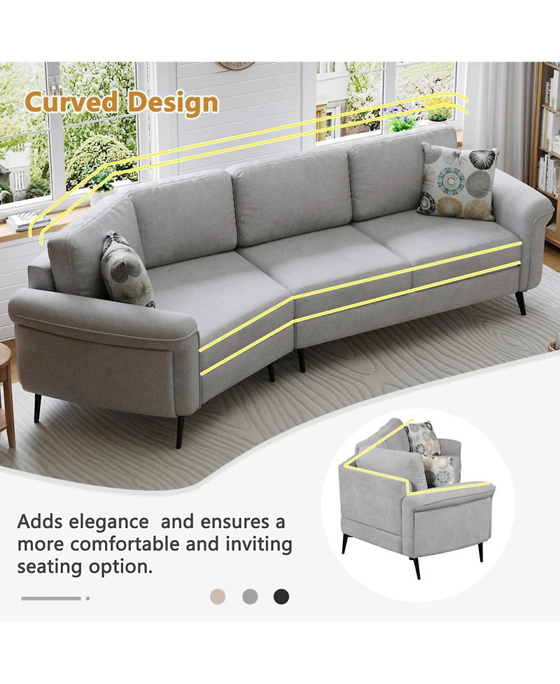 Streamdale 111" Curved Sofa with Pillows