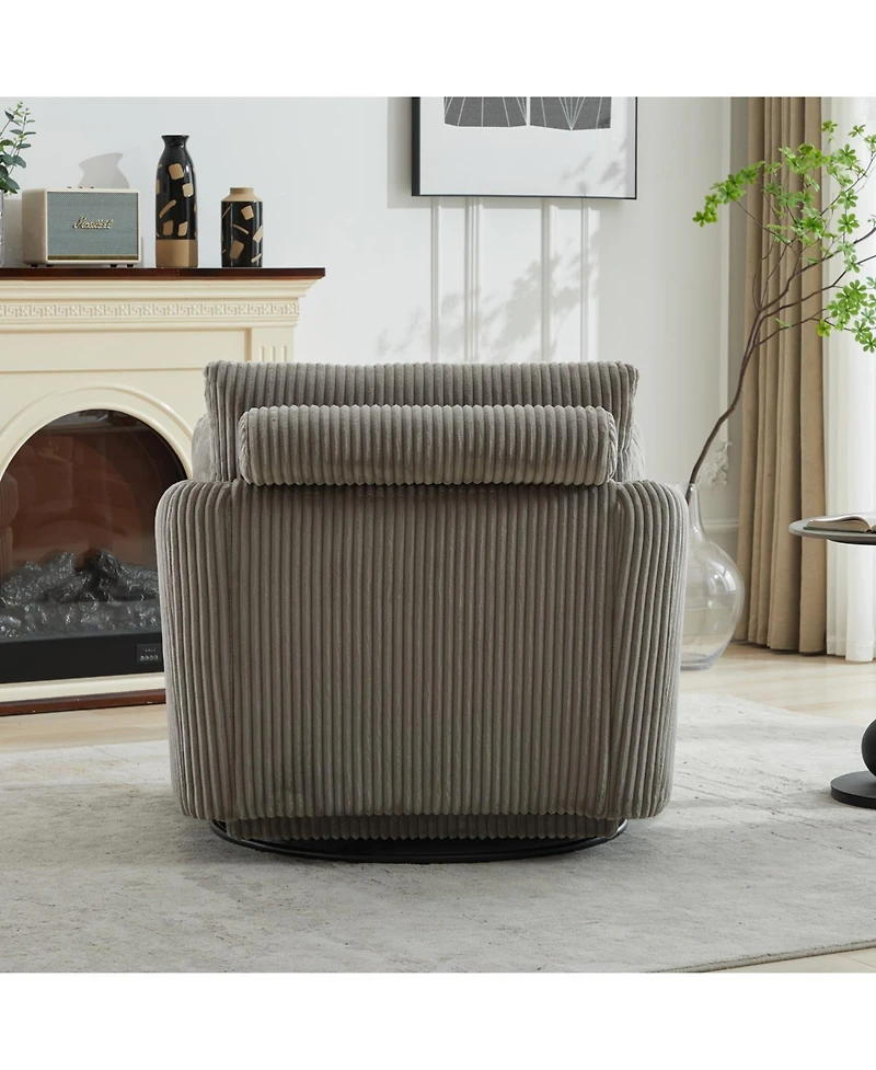 Streamdale Corduroy Swivel Accent Chair with Pillows