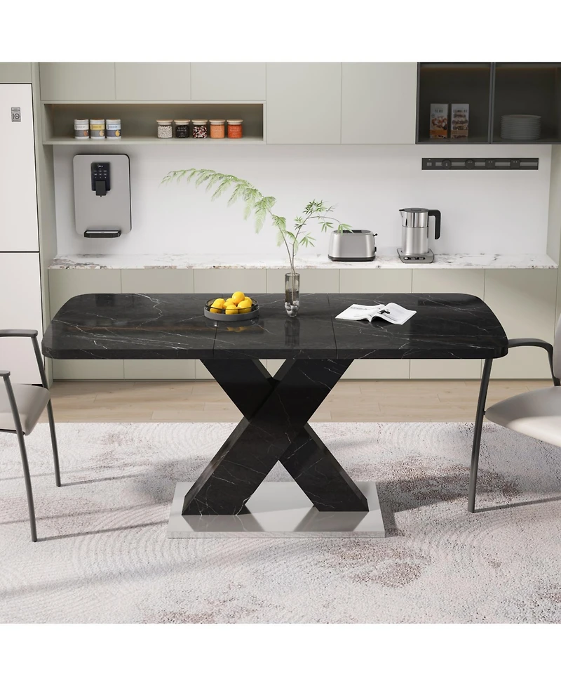 Streamdale Square Marble Top Dining Table, X-Leg