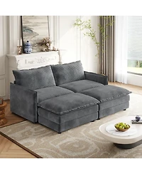 Streamdale Corduroy 2-Seater Sofa with Footrests & Cushions