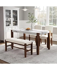 Streamdale 46.5" Faux Marble Dining Table, Wood Legs