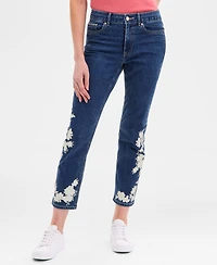 Nautica Jeans Women's Floral-Trim Straight-Leg Ankle