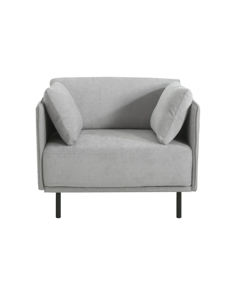 Streamdale Vintage Lounge Chair Grey Polyester, Wood Frame, Steel Legs