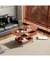 Streamdale Folding Coffee Table with Storage and Wheels