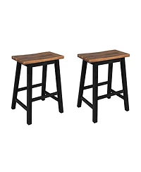 Streamdale Farmhouse Rustic 2-piece Counter Height Wood Kitchen Dining Stools for Small Places, Walnut+Black