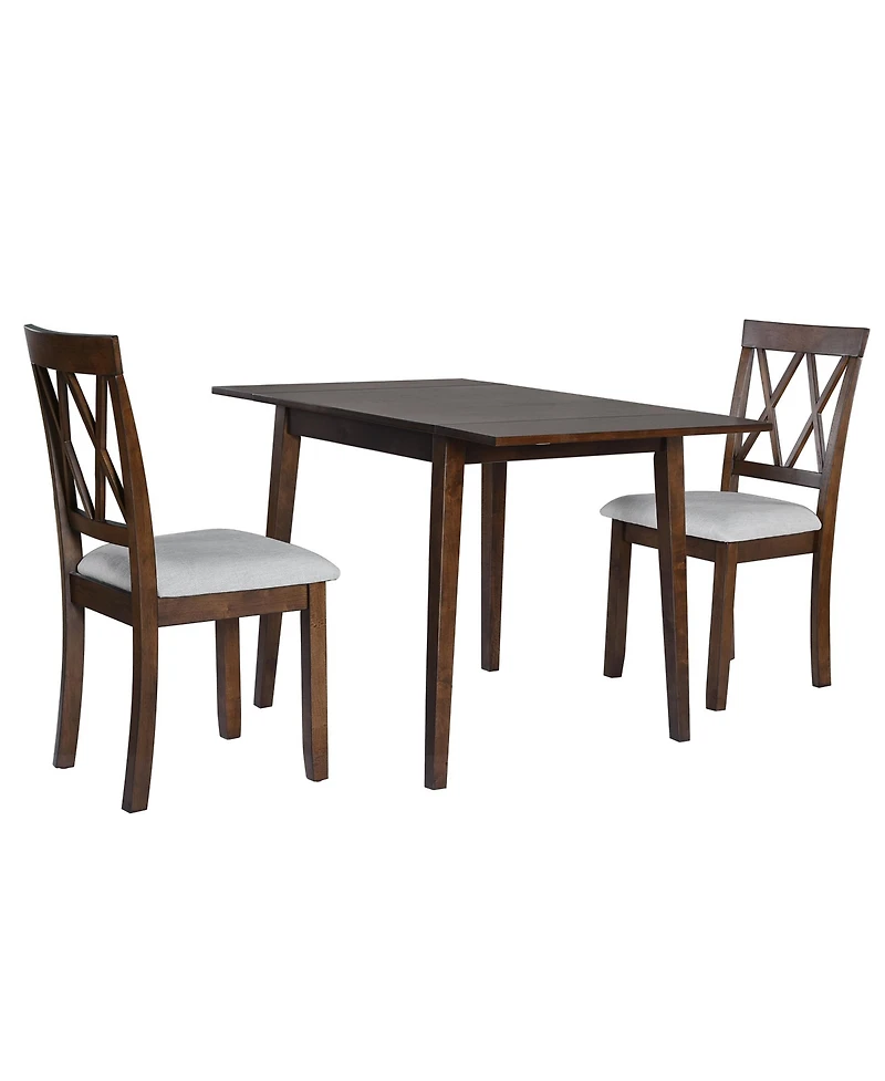 Natural 3-Piece Dining Set with Drop Leaf Table & Upholstered Chairs