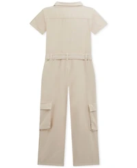 Guess Big Girls Short Sleeve Twill Jumpsuit