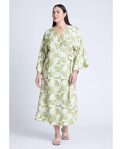 Eloquii Women's Kimono Sleeve Maxi Wrap Dress