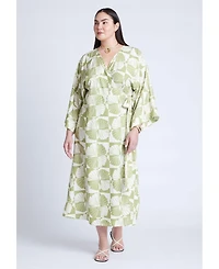 Eloquii Women's Kimono Sleeve Maxi Wrap Dress
