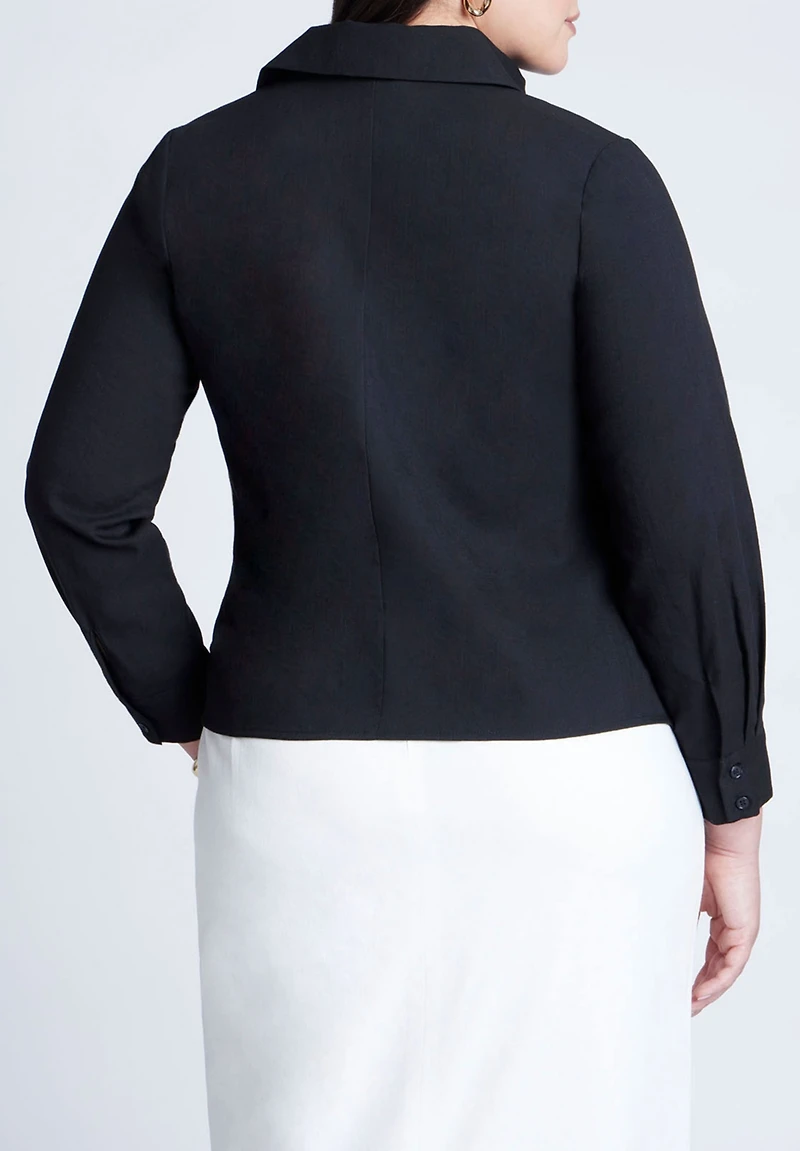 Eloquii Women's Hip Tie Collared Shirt