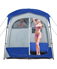 2 Rooms Oversize Privacy Shower Tent with Removable Rain Fly and Inside Pocket