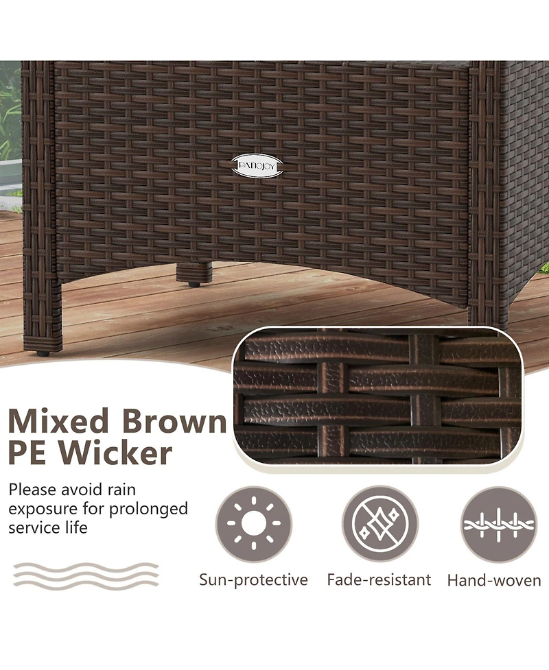 2 Pieces Outdoor Patio Pe Wicker Ottomans with Removable Cushions
