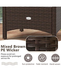 2 Pieces Outdoor Patio Pe Wicker Ottomans with Removable Cushions