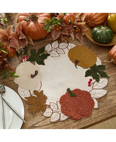 Elrene Fall Feels Cutwork Fabric Round Placemat, 15"