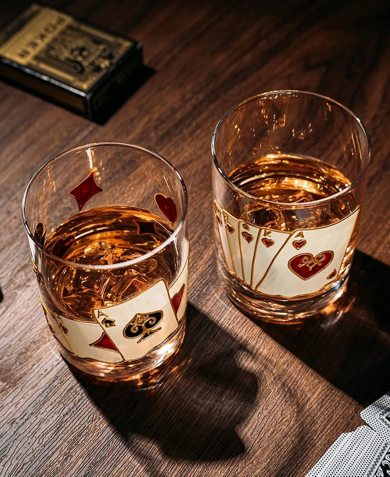 The Wine Savant Casino Whiskey Glasses, Set of 2