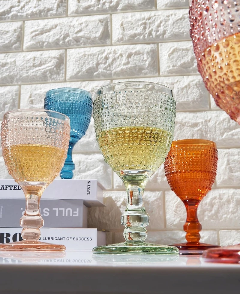 The Wine Savant Khen Vintage Hobnail Goblet Wine Glasses, Set of 6