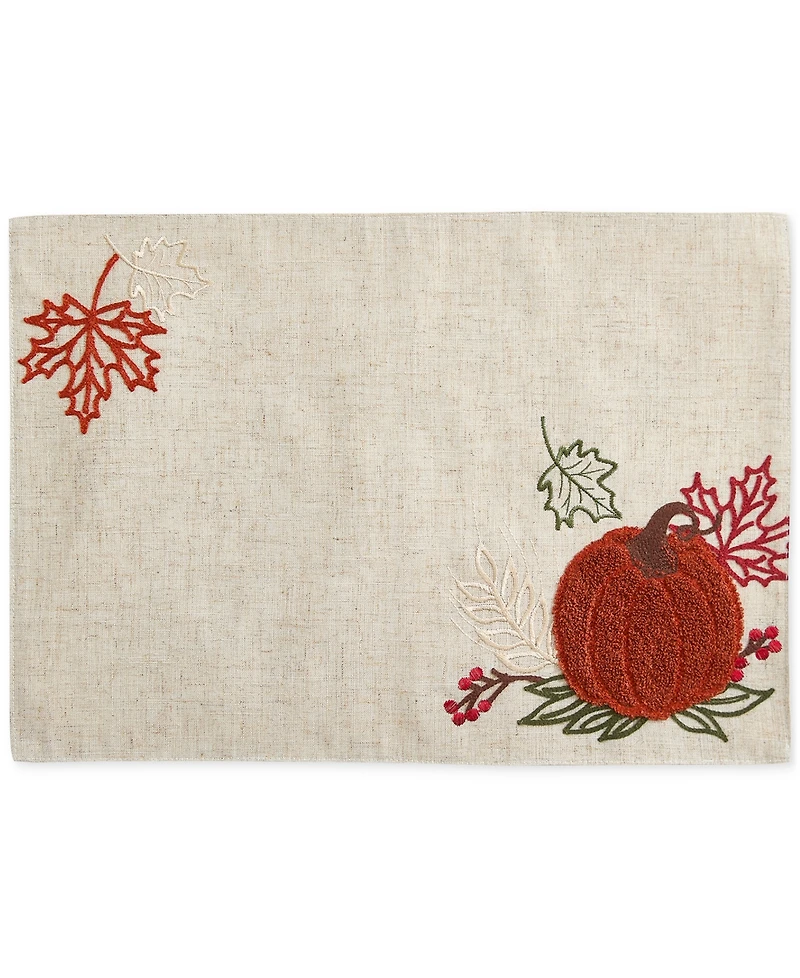 Elrene Cranston Embroidered Pumpkin Placemat, 13" x 19"