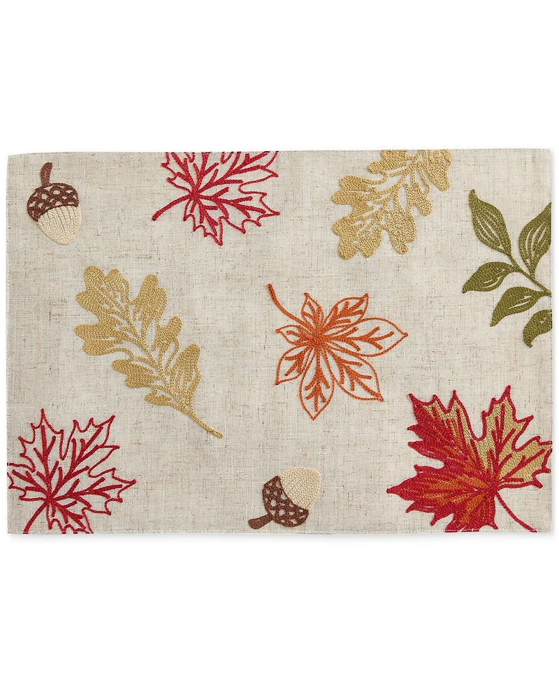 Elrene Hillsborough Embroidered Leaf Placemat, 13" x 19"