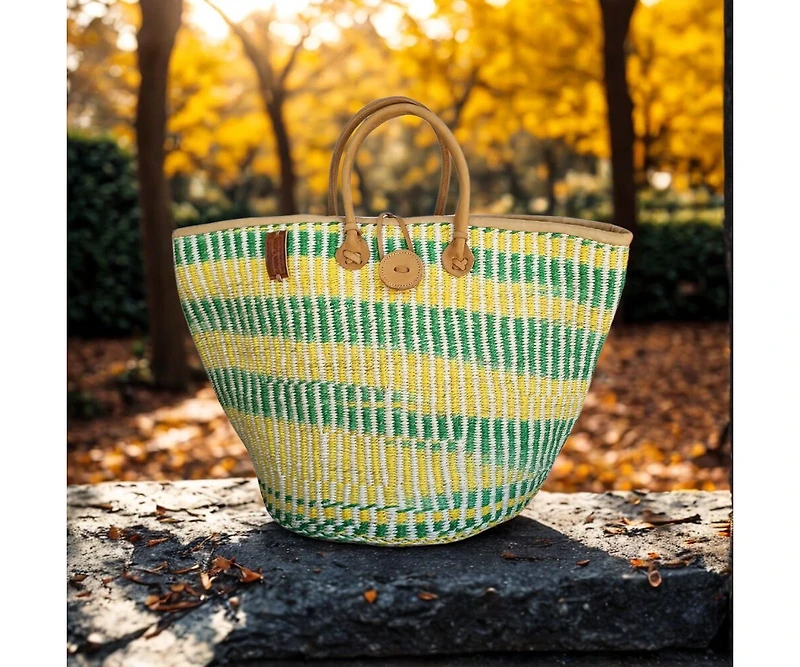 Citrus Handwoven Sisal Beach Straw Tote Basket