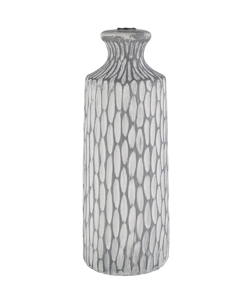 Patrick Modern Coastal Table Lamps 26 1/4" Tall Set of 2 White-Washed Gray Geometric Ceramic White Drum Shade for Bedroom Living Family Room Beds