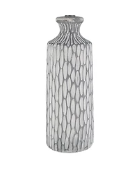 Patrick Modern Coastal Table Lamps 26 1/4" Tall Set of 2 White-Washed Gray Geometric Ceramic White Drum Shade for Bedroom Living Family Room Beds