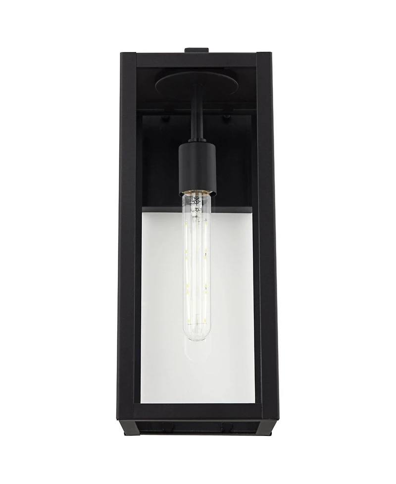 John Timberland Titan Modern Outdoor Wall Light Fixtures Set of 2 Mystic Black Rectangular Frame 17" Clear Glass for Post Exterior Barn
