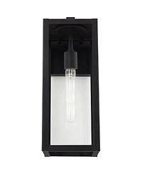 John Timberland Titan Modern Outdoor Wall Light Fixtures Set of 2 Mystic Black Rectangular Frame 17" Clear Glass for Post Exterior Barn