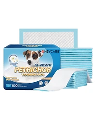 HoneyCare All-Absorb Puppy Training Pads, Ultra Absorbent and Odor Eliminating, Leak-Proof 5-Layer Potty Training Pads with Quick-Dry Surface 22"