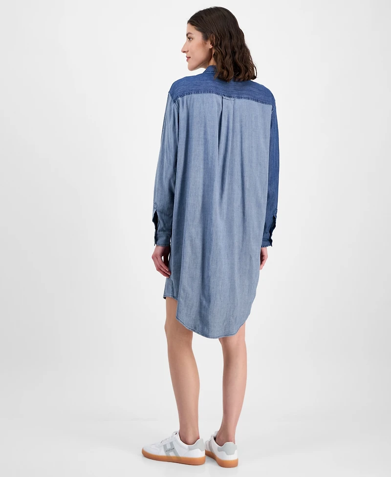 Tommy Hilfiger Women's Chambray Patchwork Shirtdress