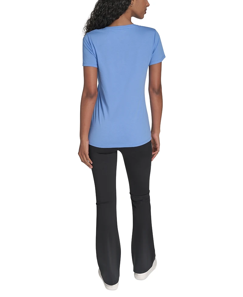 Calvin Klein Performance Women's Glitter Logo V-Neck T-Shirt