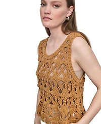 Dkny Jeans Women's Crochet Scoop-Neck Cotton Top