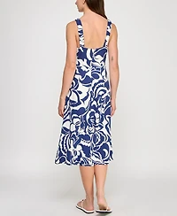 Trixxi Juniors' Printed Square-Neck Sleeveless Midi Dress