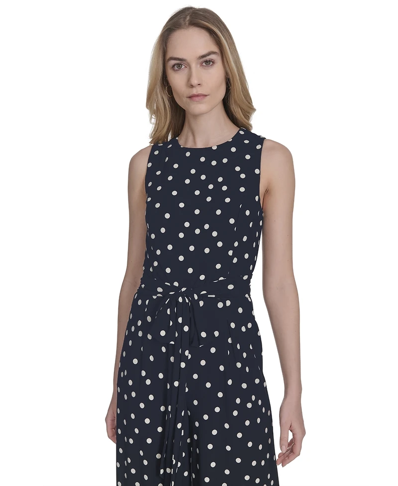 Tommy Hilfiger Women's Polka-Dot Straight-Leg Jumpsuit