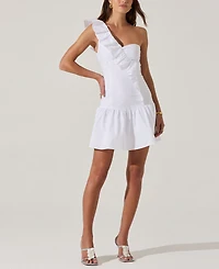 Astr the Label Women's Asymmetrical Ruffled Cotton Mini Dress