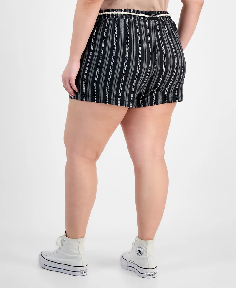 Derek Heart Trendy Plus Striped Rope-Belt Shorts