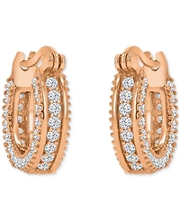 Cubic Zirconia Huggie Hoop Earrings Sterling Silver