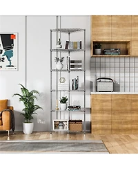 6 Tier Shelf Corner Wire Shelf Rack Pentagonal Shelves Adjustable Metal Heavy Duty Free Standing Corner Storage Display Chrome Rack for Bathroom, Livi