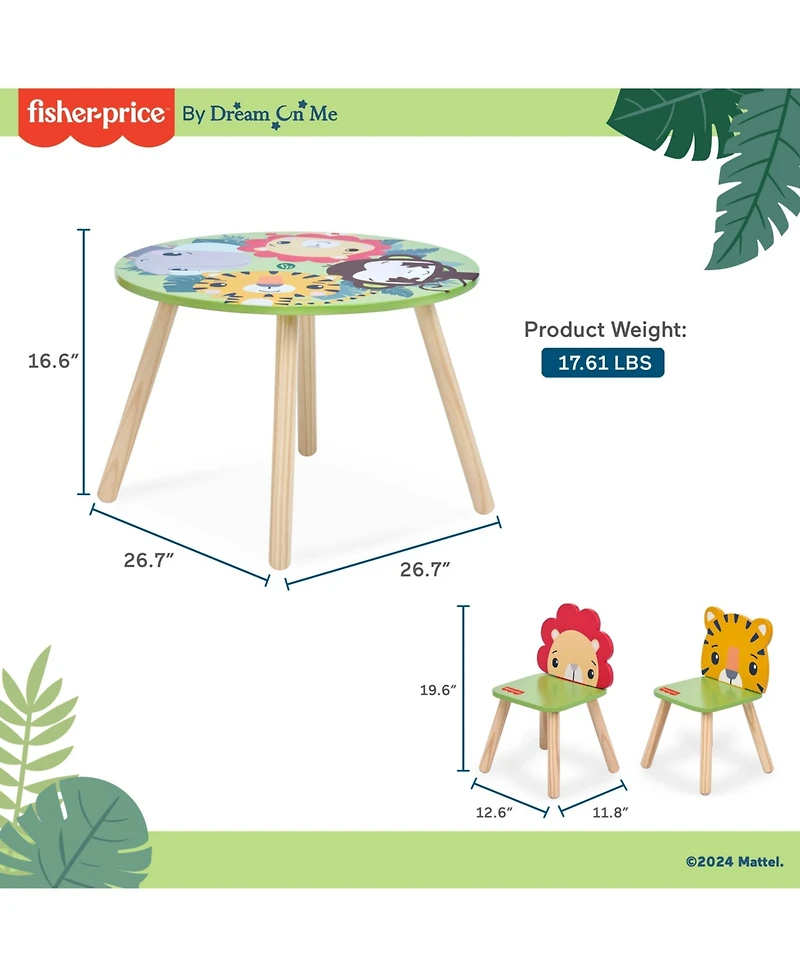 Dream On Me Fisher Price Animal Kingdom Table & Chair in Jungle Print