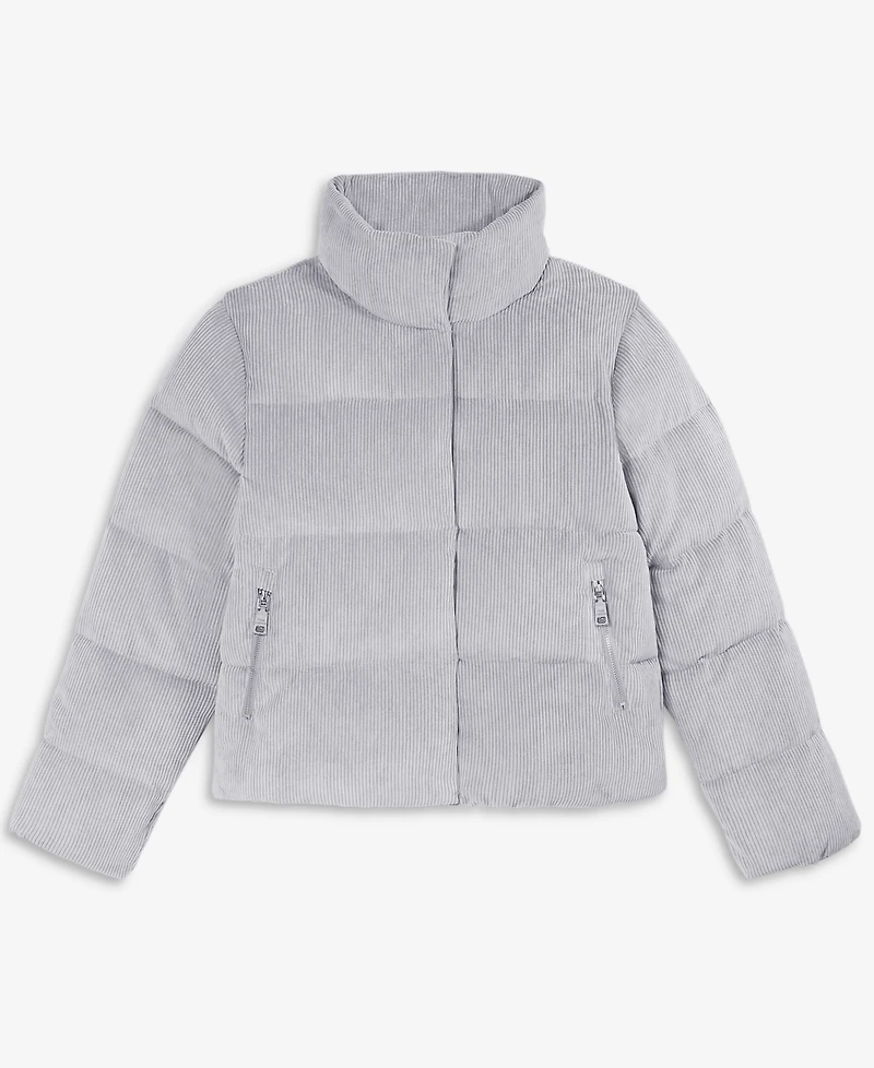 Steve Madden Women's Corduroy Zip-Front Puffer Coat