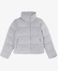 Steve Madden Women's Corduroy Zip-Front Puffer Coat