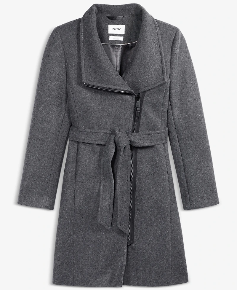 Dkny Women's Asymmetric Front-Zip Belted Coat, Exclusively at Macy's