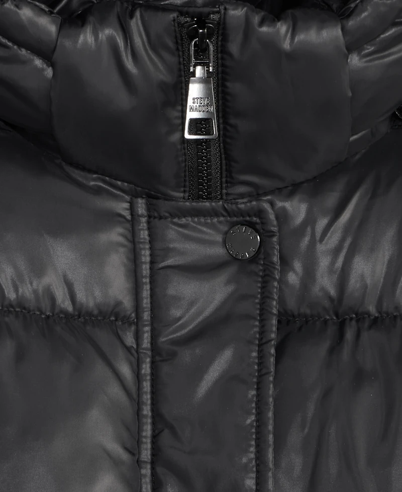 Steve Madden Women's Shiny Hooded Maxi Puffer Coat