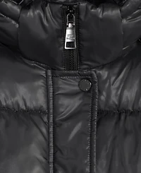 Steve Madden Women's Shiny Hooded Maxi Puffer Coat