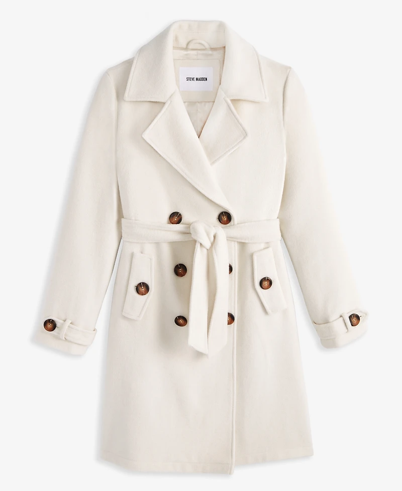 Steve Madden Women's Double-Breasted Belted Trench Coat