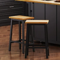 Streamdale Furniture Solid Wood Bar Stools, 25.6" Tall, Set of 2, Farmhouse Style