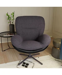 Streamdale Furniture Chenille Lounge Chair with Faux Leather & Metal Base