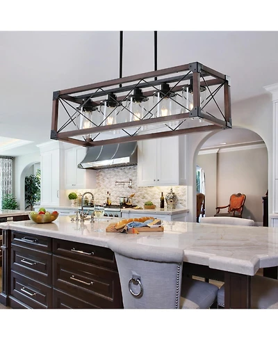 Streamdale 5-Light Retro Farmhouse Chandelier For Kitchen, Living room, Dining room Red and Black(No Bulbs)