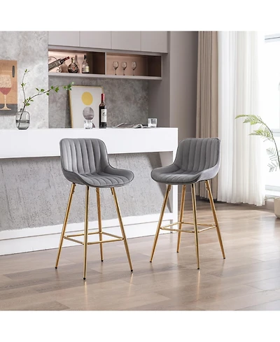 Streamdale Velvet Bar Stools, Golden Leg