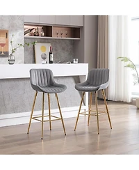 Streamdale Velvet Bar Stools, Golden Leg